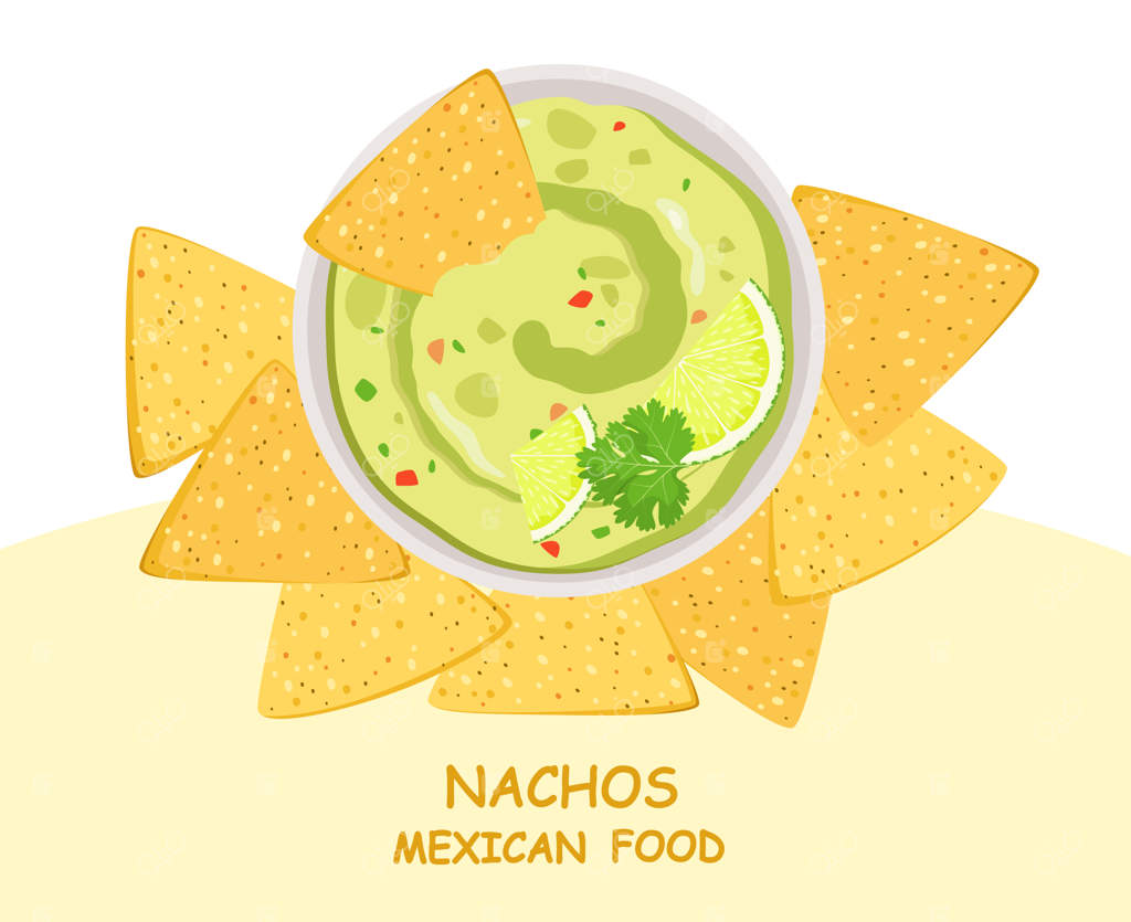 ناچوس با گوآکاموله: غذای مکزیکی.