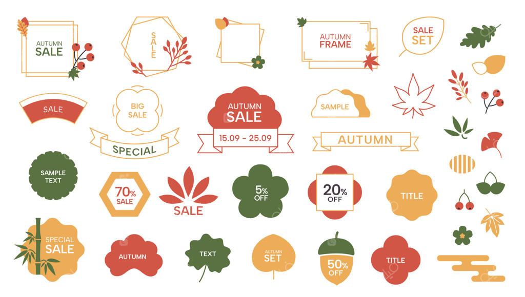 قاب پاییزی ژاپنی: طراحی مدرن و مینیمالیستی با برگ‌ها و شاخه‌های شرقی سنتی و گل‌های زینتی برای کارت و بنر.