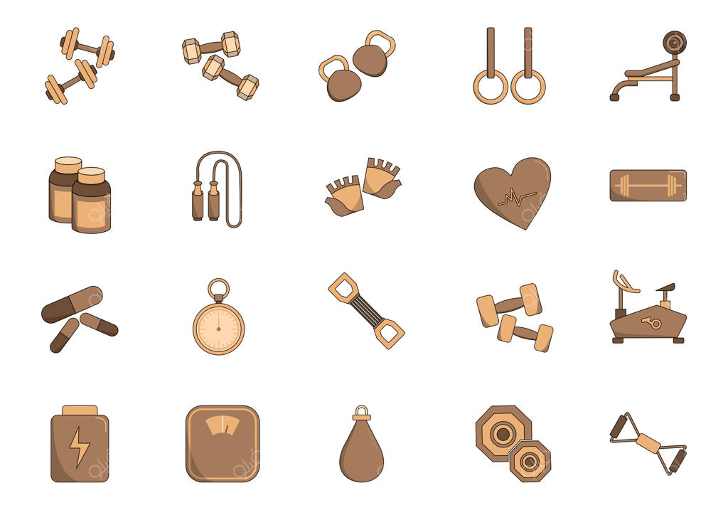 مجموعه آیکون و المان‌های باشگاه و تناسب اندام