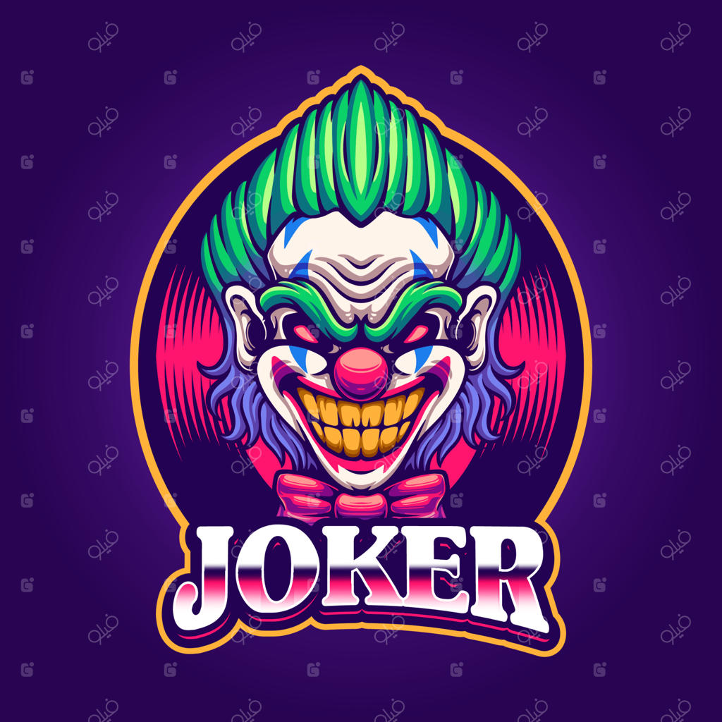 طراحی لوگوی مسکات گیمینگ طرح جوکر با چهره ترسناک