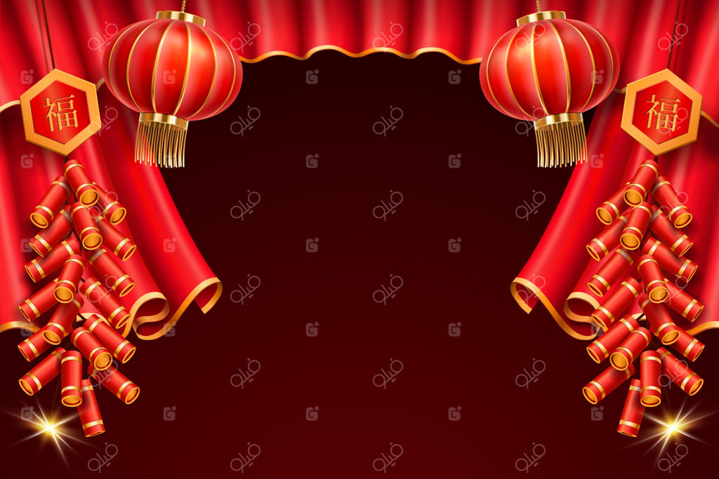 فانوس و پرده، آتش‌بازی واقعی و روشن برای جشن تعطیلات آسیایی؛ نور و سایه