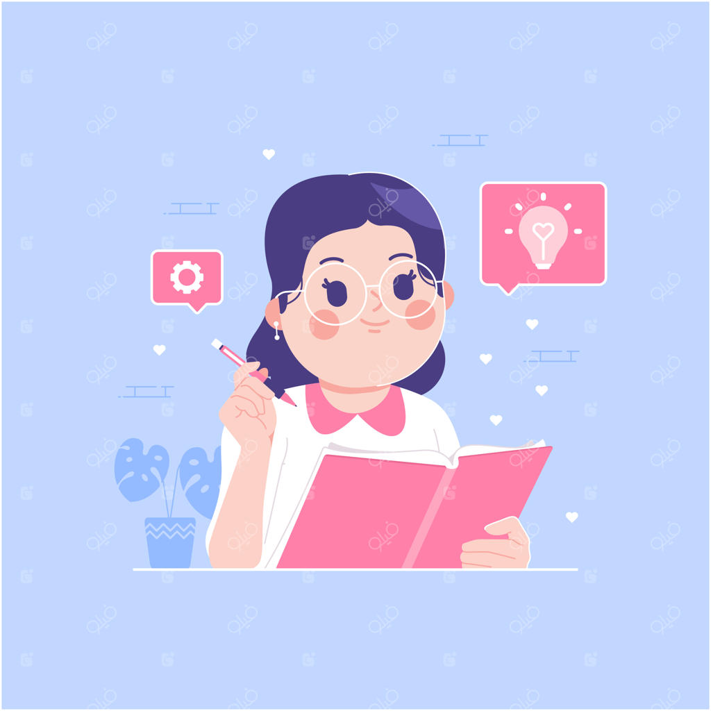 تصویرسازی پس‌زمینه با مفهوم ایده و کتابخوانی