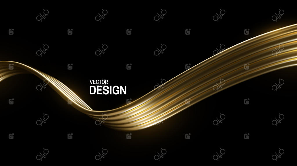 موج طلایی انتزاعی در پس‌زمینه مشکی