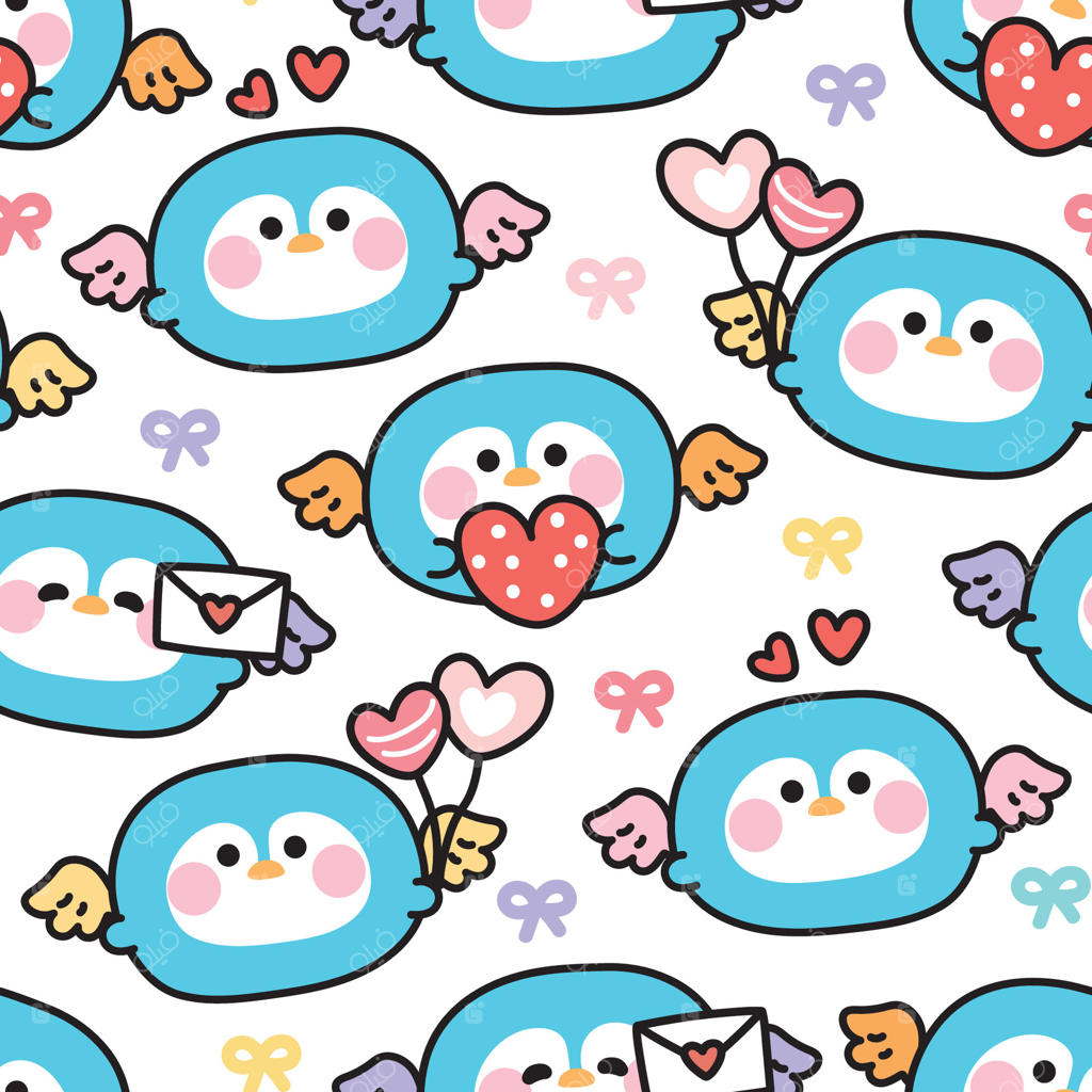 طرح کارتونی جذاب پرندگان با قلب‌ها و بادکنک‌ها - وکتور حرفه‌ای