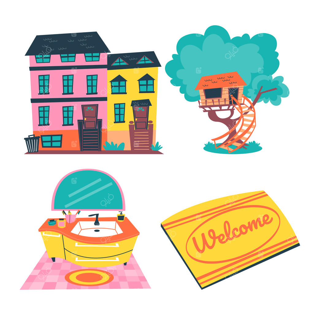 استیکرهای خانه کارتونی قدیمی