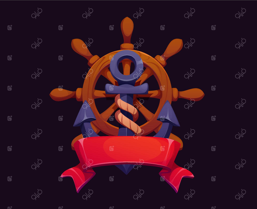 نشان لنگر و سکان کشتی دزدان دریایی