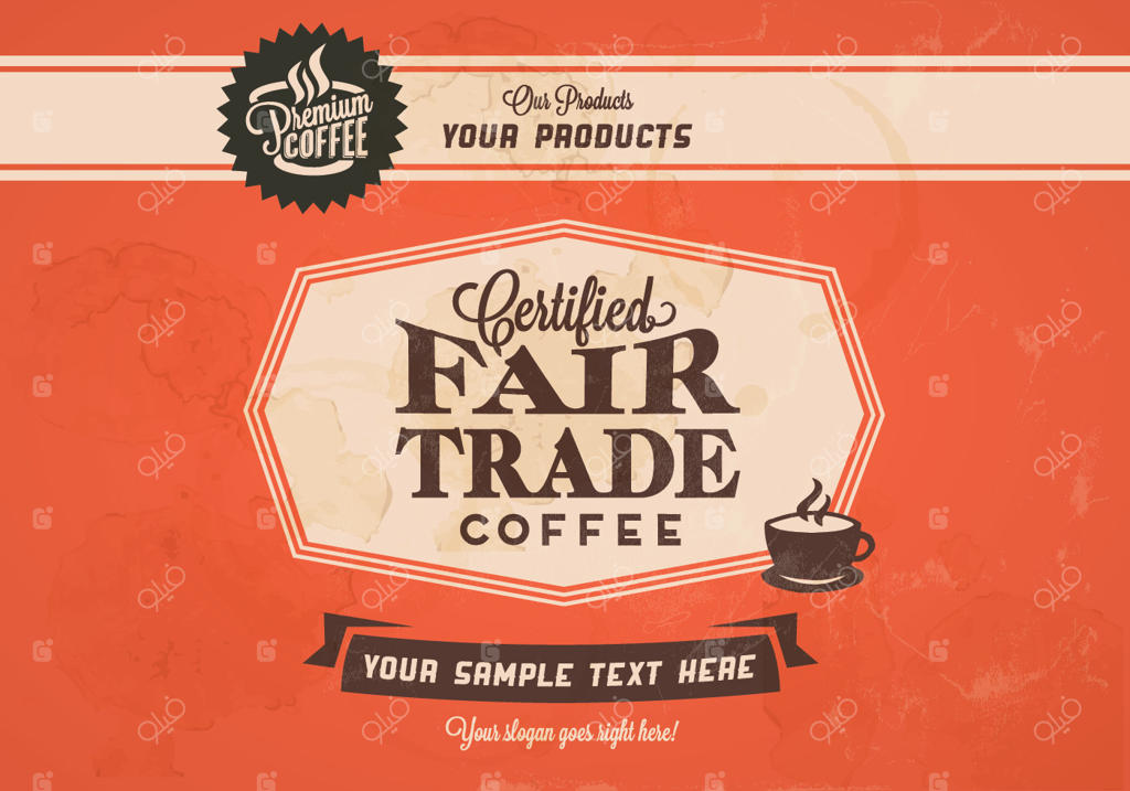 قهوه تجارت منصفانه - طراحی کلاسیک وکتور