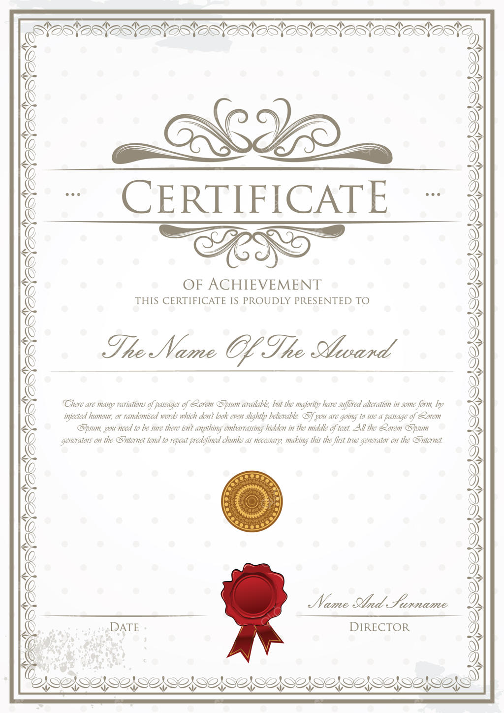 قالب گواهی‌نامه با پس‌زمینه نقطه‌چین