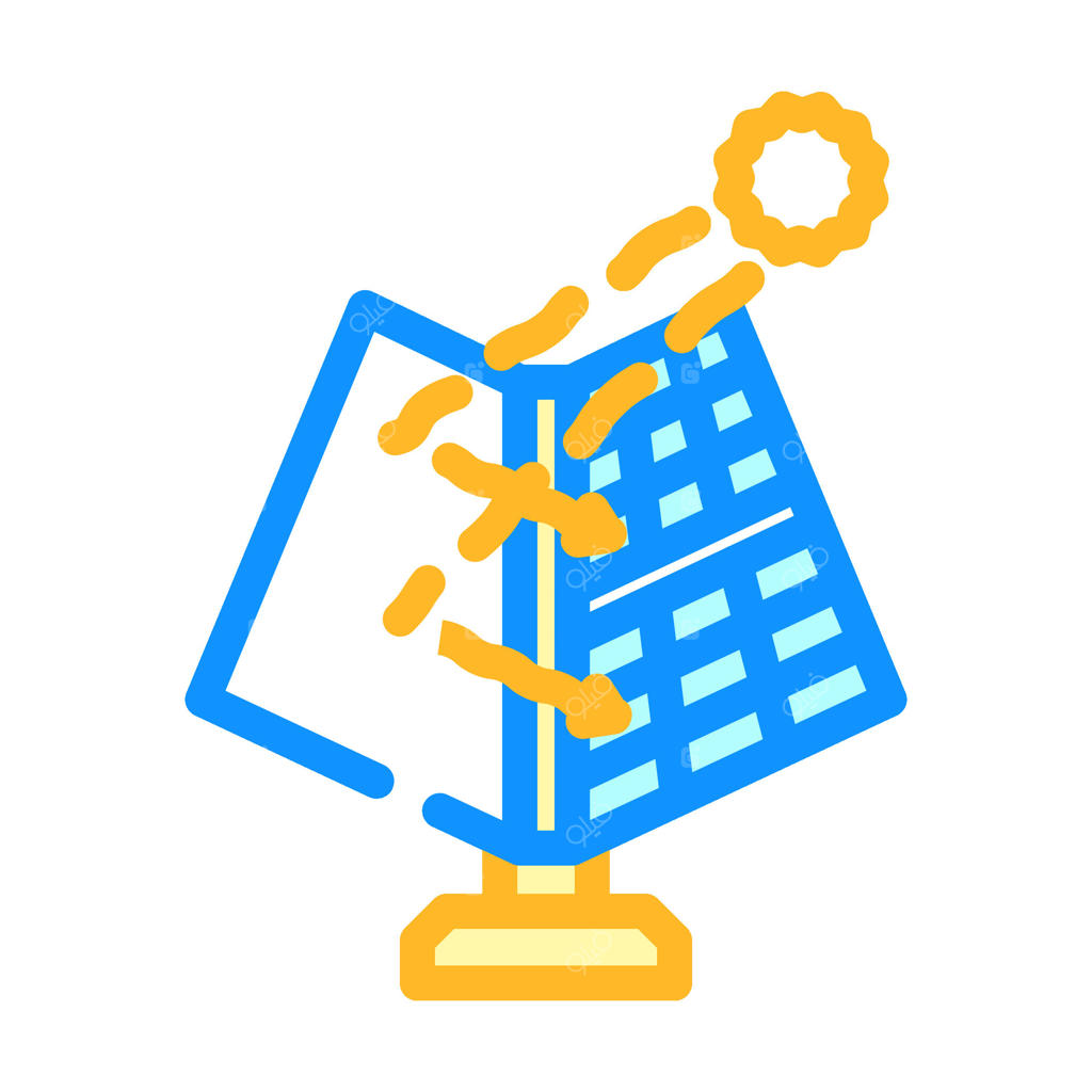 تصویر وکتور رنگی از صفحات خورشیدی با بازتابنده‌ها