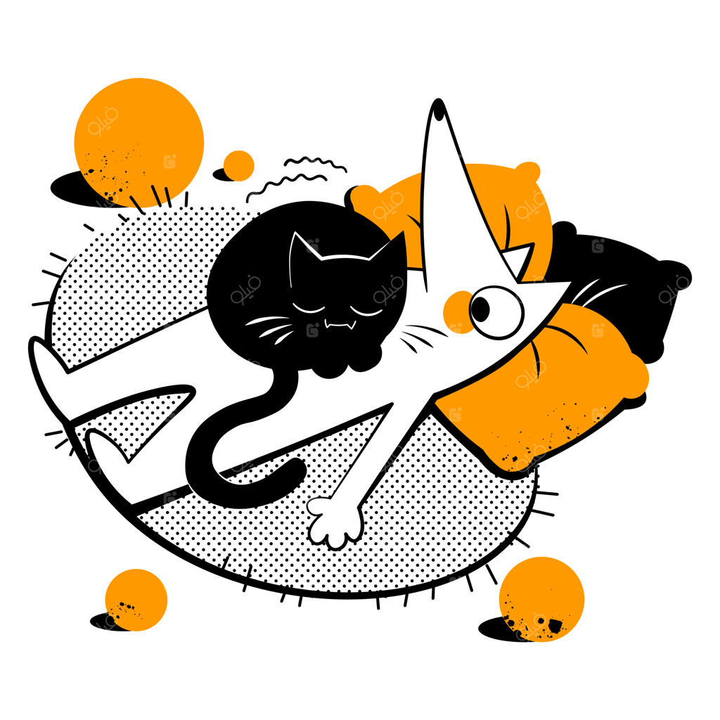 گربه روی سگ نشسته است