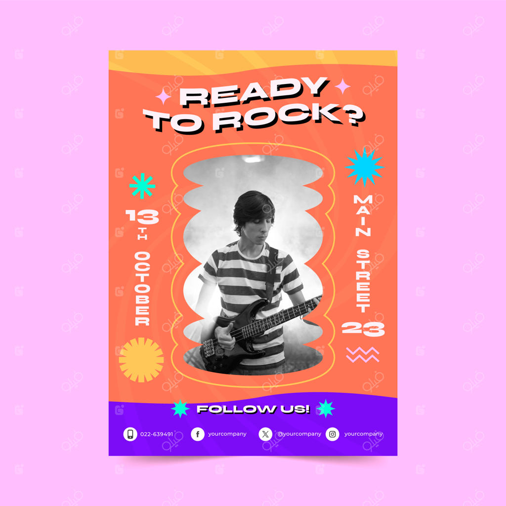 طراحی الگوی رنگارنگ موسیقی