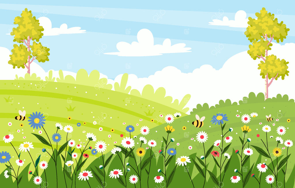 منظره مفهومی تپه‌های بهاری در طبیعت