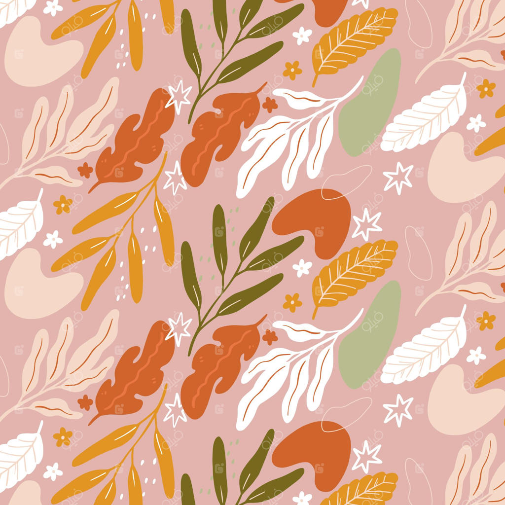 الگوی برگ‌های انتزاعی با طراحی دستی