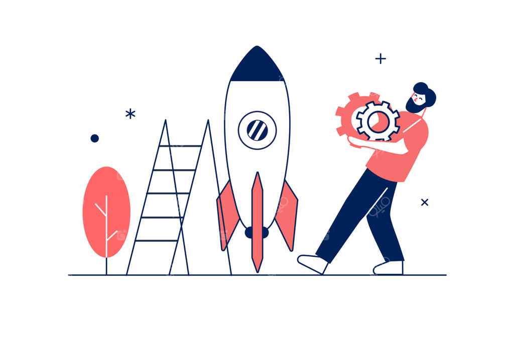 مفهوم استارتاپ: راه‌اندازی و توسعه کسب‌وکار با سرمایه‌گذاری موفق - تصویرسازی وکتور برای وب