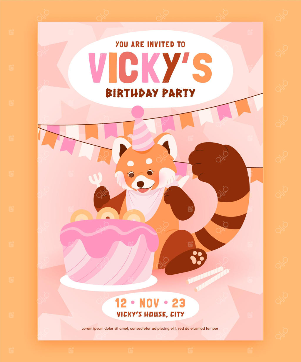 دعوت‌نامه تولد کودکان با طرح ارگانیک و جذاب