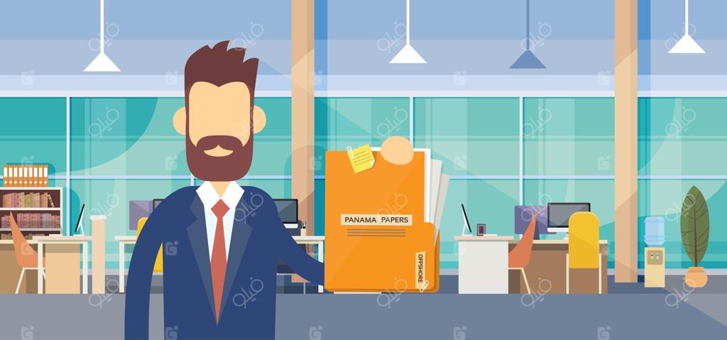 تاجر پوشه اسناد پاناما را در دفتر نگه می‌دارد