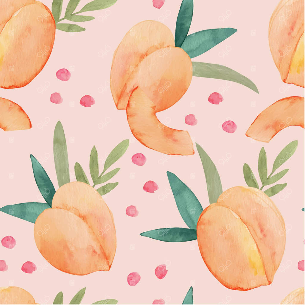 طرح نقاشی دستی هلو با آبرنگ