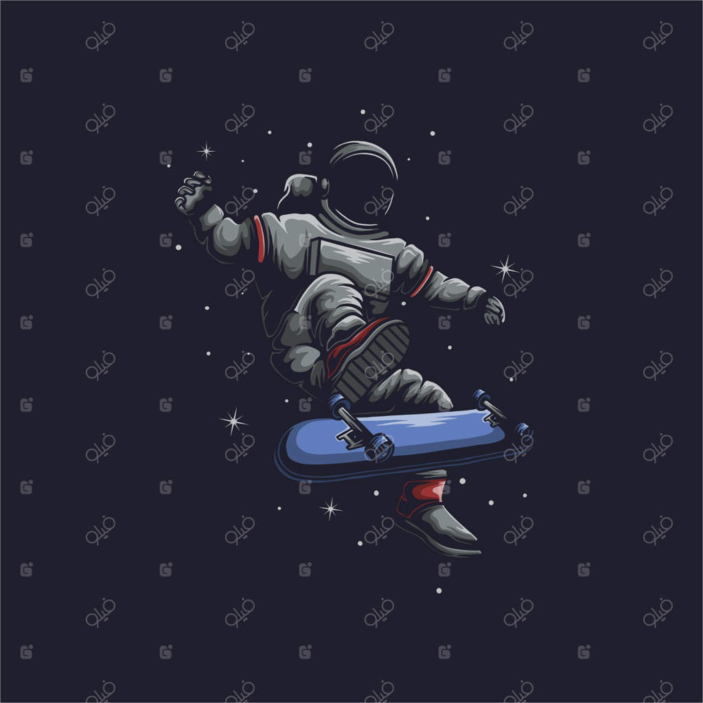 تصویرسازی وکتور اسکیت‌باز فضانوردی