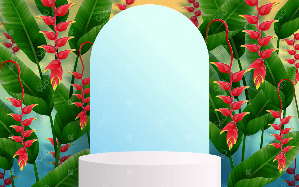 سکوی تابستانی با گل‌های گرمسیری رنگارنگ