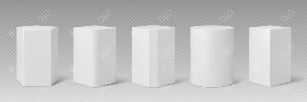 ستون سفید سنگی به شکل سکوی سه‌بعدی ایستاده است