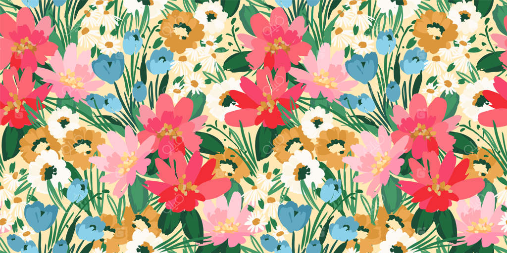 طرح گل‌دار یکپارچه - طراحی وکتور برای جلد کاغذ، پارچه، دکور داخلی و موارد دیگر