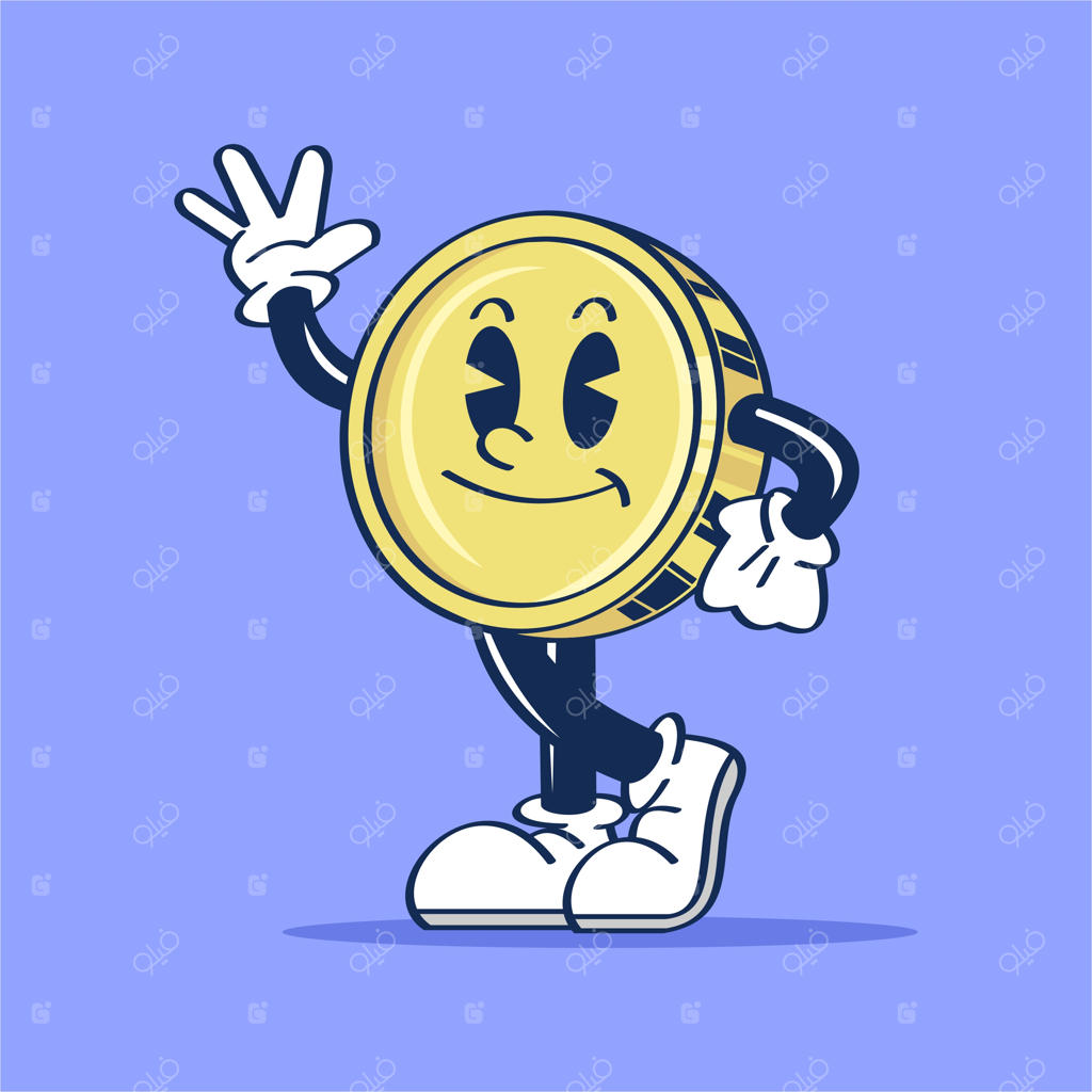 تصویر کارتونی سکه با چهره خندان و دست گفته "سلام"