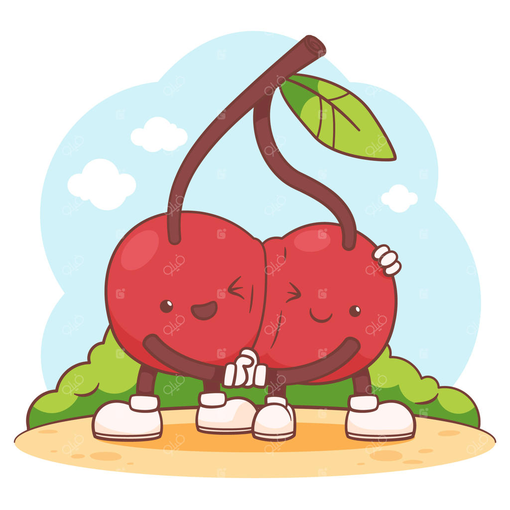 تصویر کارتونی گیلاس دست‌کشیده