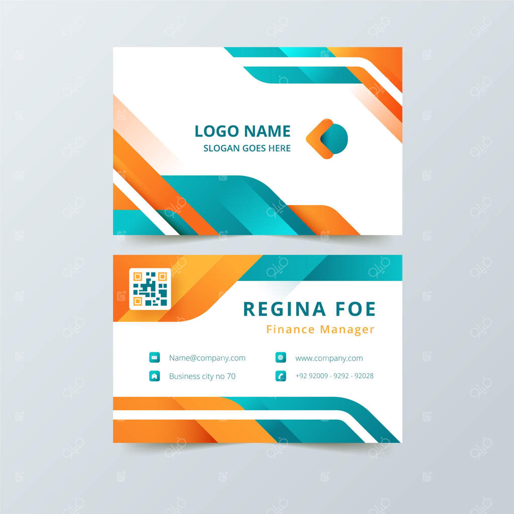 کارت ویزیت با طرح‌های انتزاعی رنگارنگ