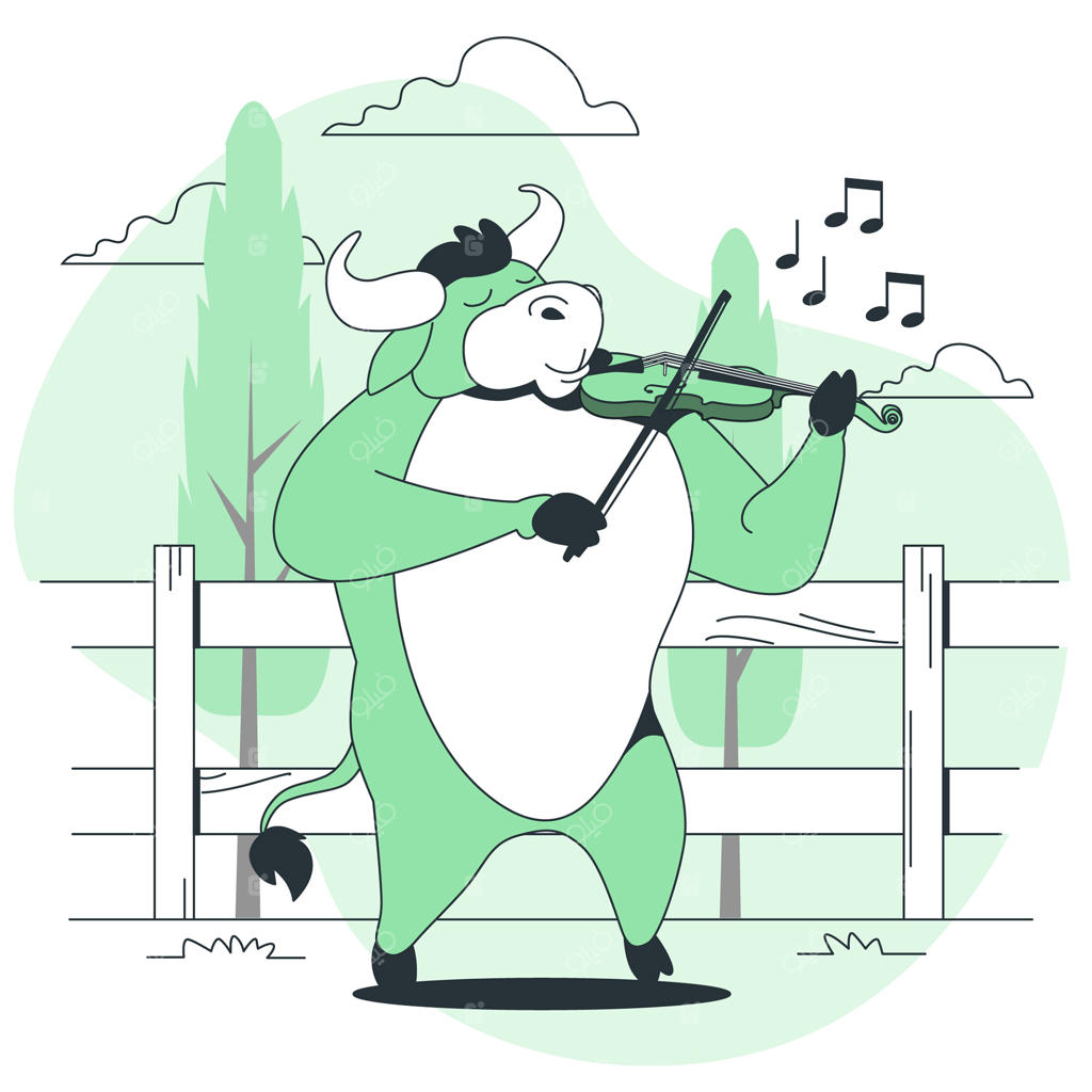 تصویرسازی مفهومی حیوان در حال نواختن ویولن