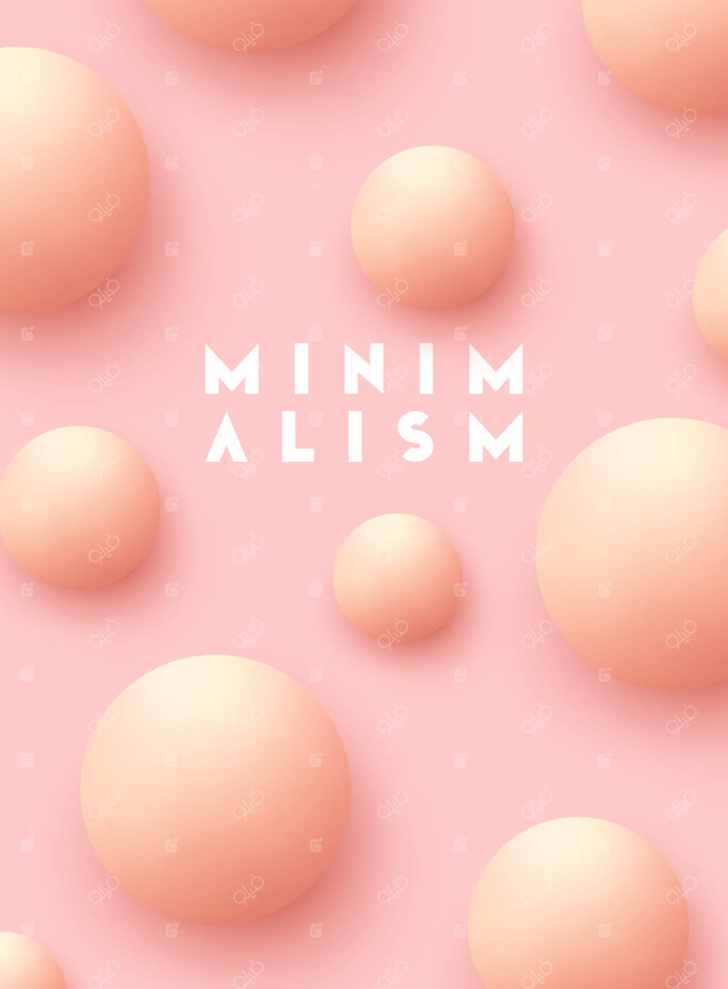 طراحی مینیمالیستی کره‌های واقع‌گرایانه، پس‌زمینه‌ای انتزاعی با المان‌های سه‌بعدی. پترن اشیاء هندسی دایره‌ای. توپ‌های گرد به رنگ صورتی ملایم. پوستر و بنر مد روز. تصویر برداری وکتوری.