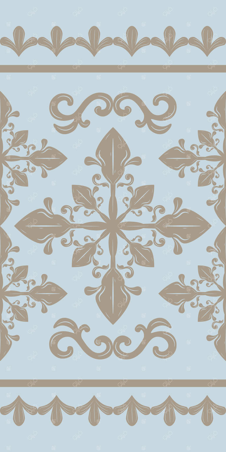 طرح زیبا و کلاسیک گلدوزی قهوه‌ای طلایی روی زمینه خاکستری روشن: طرح گل‌های لوکس و ظریف برای دکوراسیون و پارچه‌های داخلی با جزئیات هنری باغ.