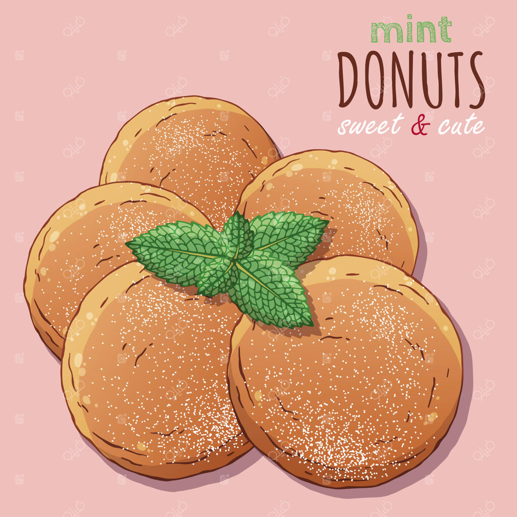 انواع دونات وکتوری با پودر شکر تزئین شده