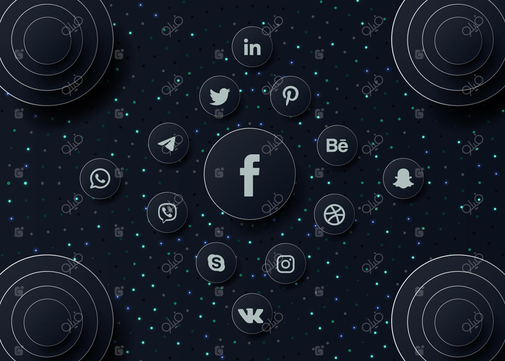 رسانه‌های اجتماعی: مجموعه ‌آرم‌های شبکه‌های اجتماعی.