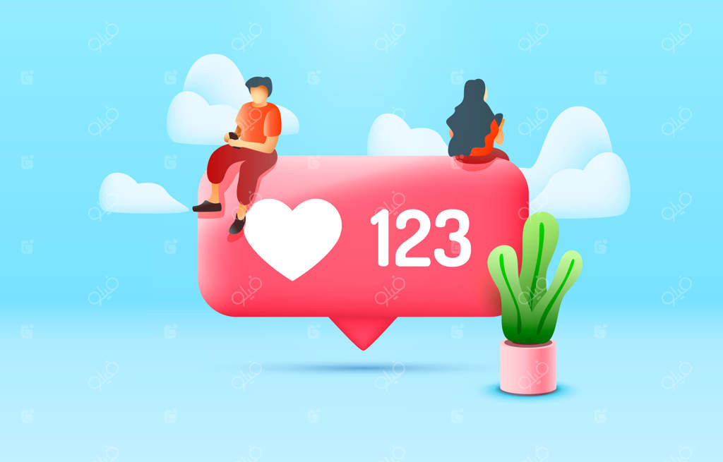 از این یکی خوشم می‌آید، ارتباط در شبکه‌های اجتماعی. تصویرسازی وکتور