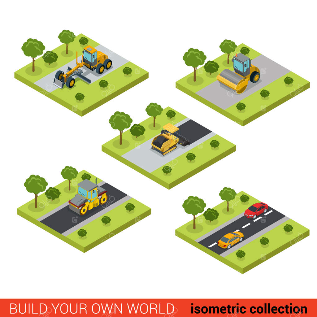 ساخت و ساز جاده مدرن به سبک ایزومتریک