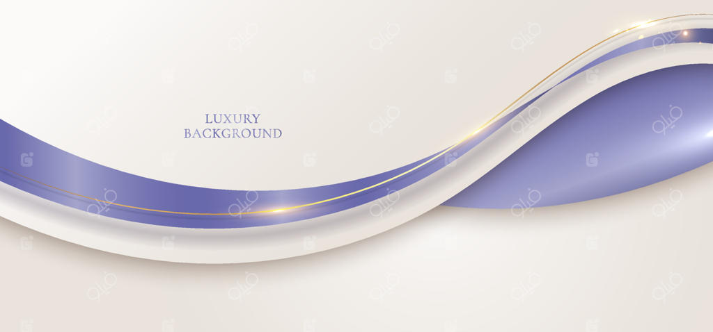 طراحی قالب مدرن و لوکس سه‌بعدی با شکل‌های منحنی قهوه‌ای روشن و روبان بنفش