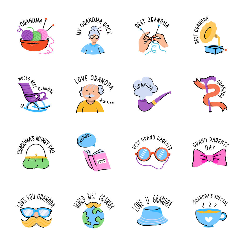 آیکون‌های تخت روز پدربزرگ و مادربزرگ