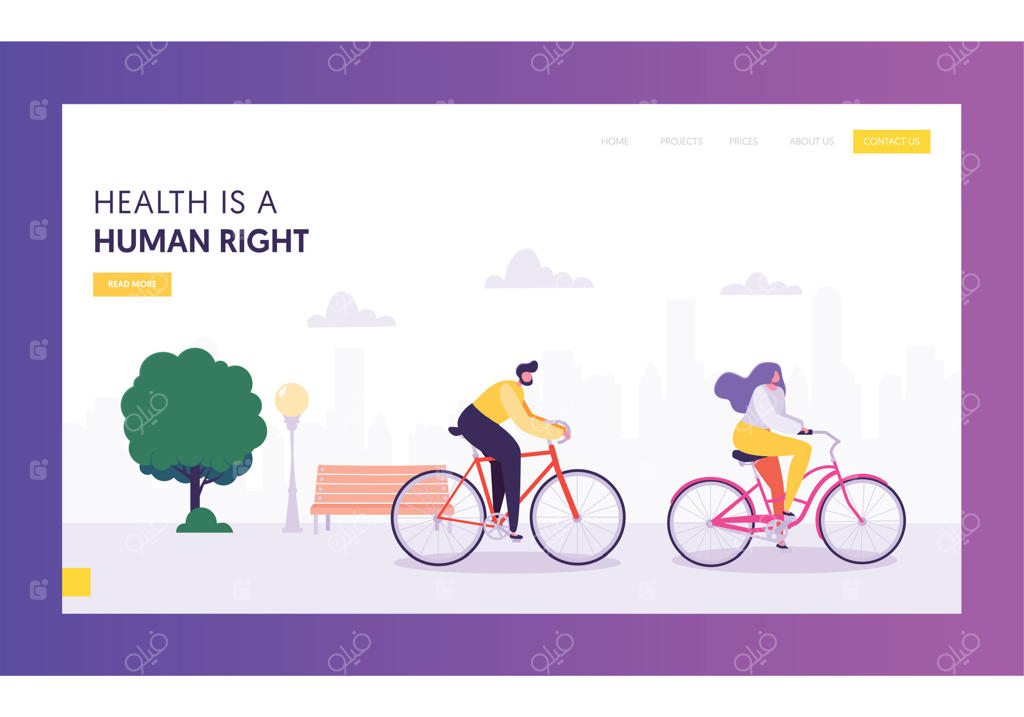 طرح صفحه وب دوچرخه‌سواری زن و مرد