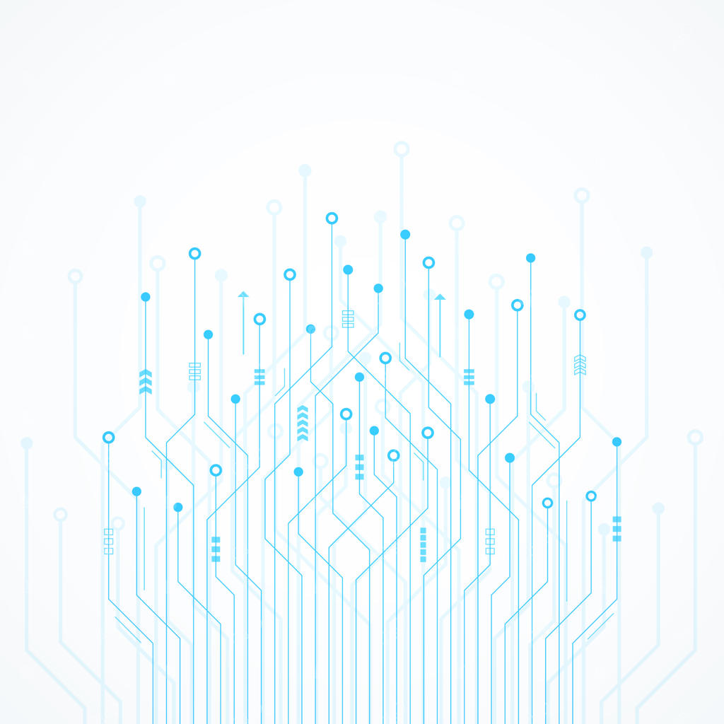 پس‌زمینه انتزاعی تکنولوژی با فلش دیجیتال پرشتاب و طرح مدار آبی و میکروچیپ