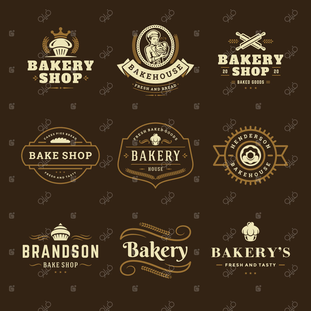 مجموعه قالب‌های طراحی لوگو و نشان‌های نانوایی.