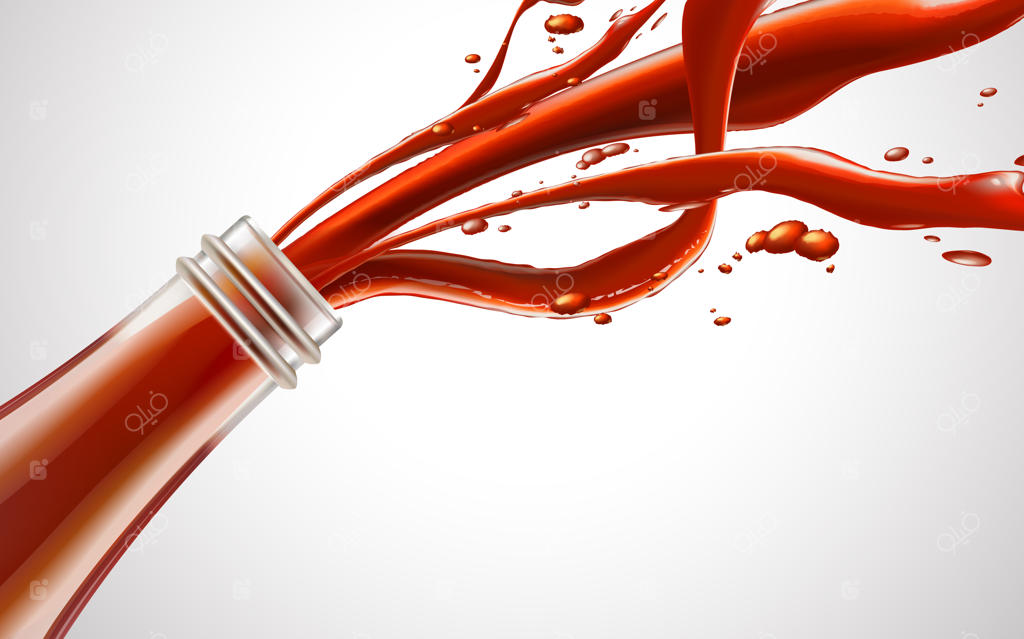 تصویر سه‌بعدی شیشه‌ای پر از مایع قرمز روی زمینه سفید