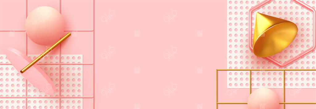 پیش‌زمینه انتزاعی خلاق و مینیمال با اشیاء سه‌بعدی واقعی. پس‌زمینه با اشکال هندسی. بنر مدرن و پوستر وب. رنگ‌های ملایم صورتی و مرجانی. تصویرسازی وکتور