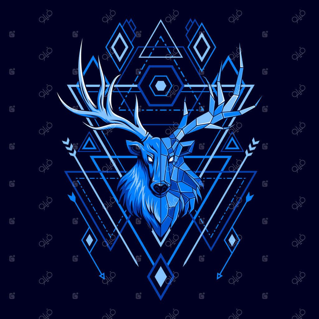 تصویرسازی به سبک هندسی سر گوزن