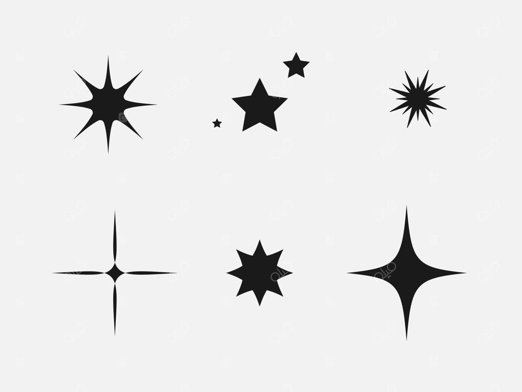 مجموعه ستاره‌های چشمک‌زن، جرقه‌ها و درخشش‌ها