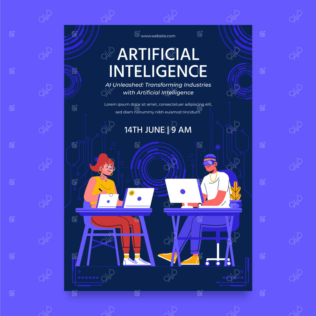 قالب پوستر فناوری با طراحی دست‌نویس