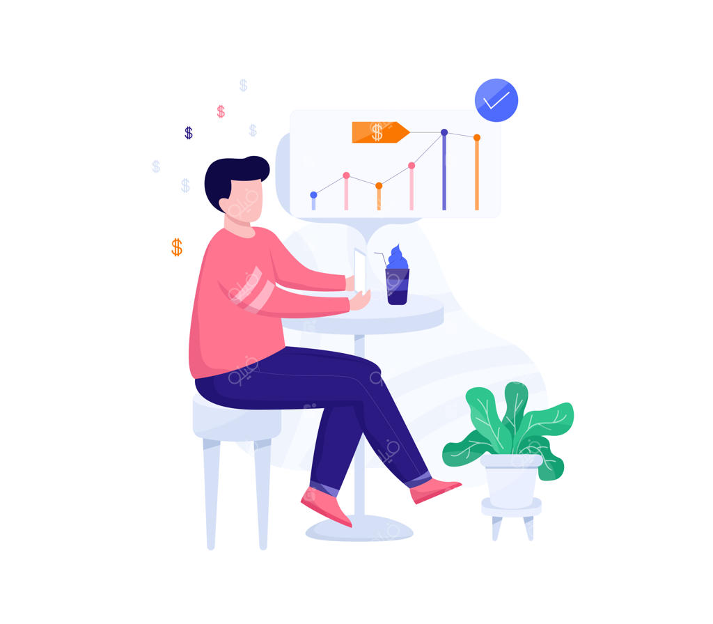 تصویرسازی تجاری: افراد در حال تحلیل و بررسی کسب و کار هستند