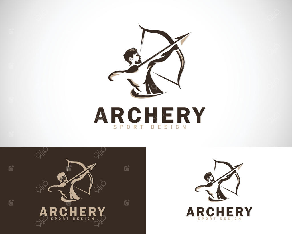 طراحی خلاقانه لوگوی تیراندازی با کمان و مفهوم ورزشی پیکان