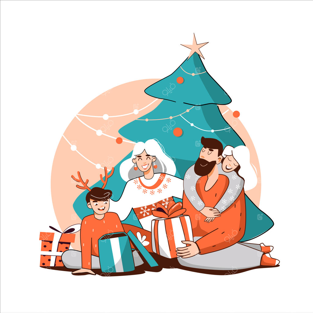 کریسمس: تبادل هدایا بین خانواده و حال و هوای کریسمس با کودکان در رنگ‌های پاستلی