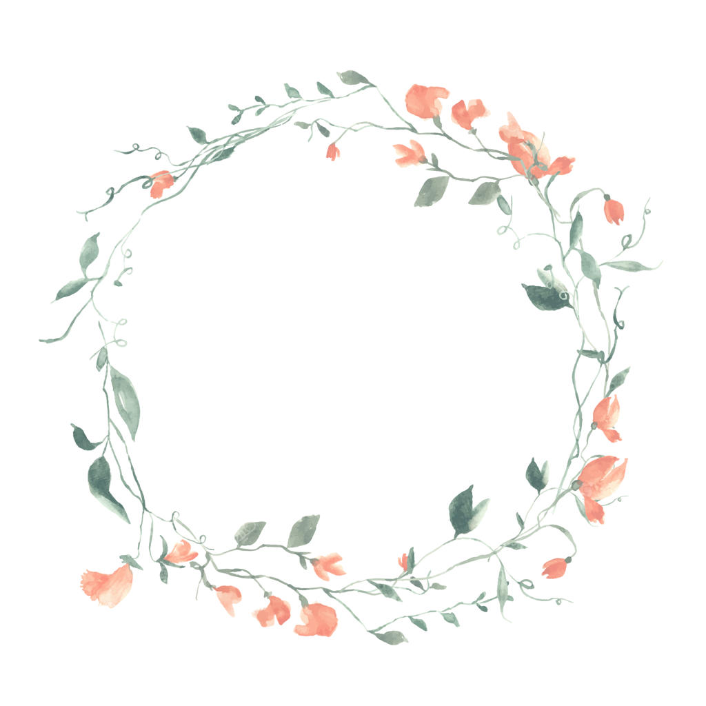 قاب دایره‌ای گل کوچک صورتی و نرم به سبک آبرنگی زیبا