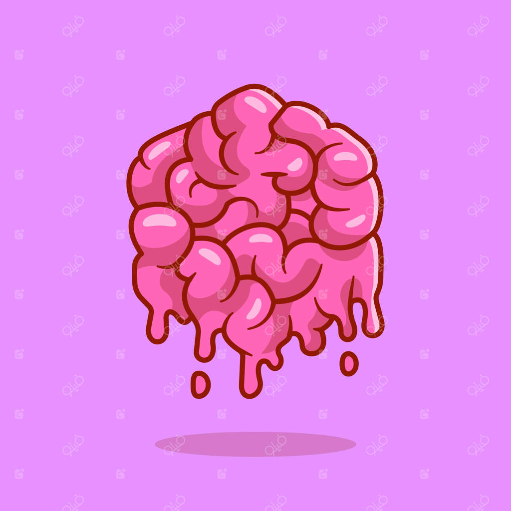 تصویر وکتور نماد کارتون ذهن ذوب شده. مفهوم نماد آموزشی. وکتور ویژه و مجزا. سبک کارتونی و تخت.